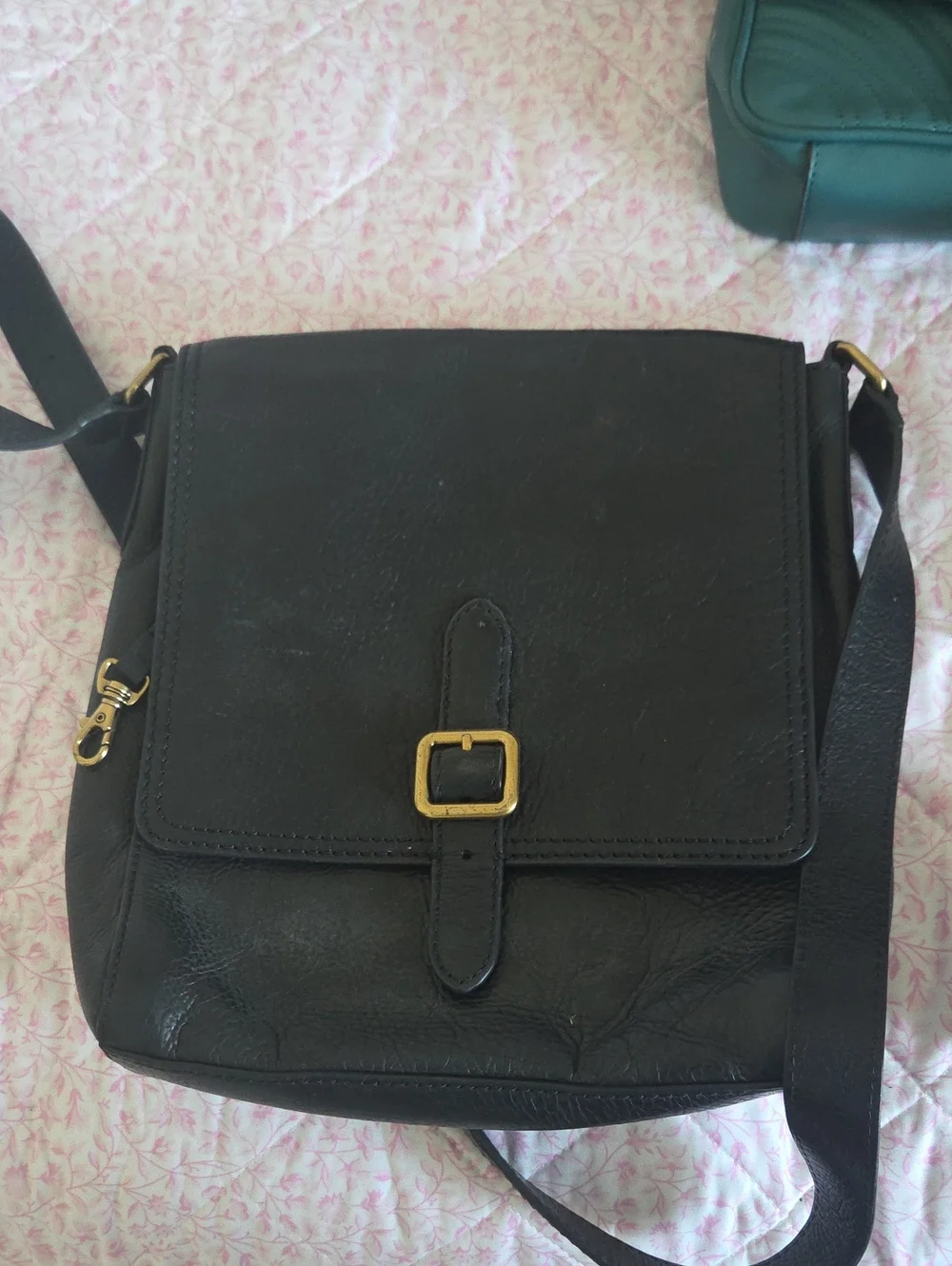Classic Black Leather Crossbody Bag - Men